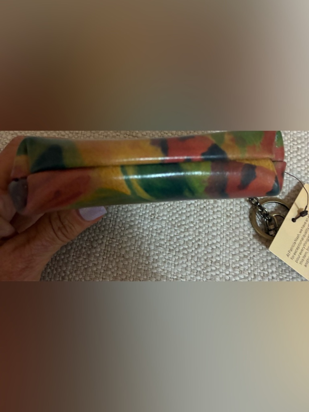 Patricia Nash NWT Multicolor Floral Leather Coin Pouch Keychain - Picture 10 of 11